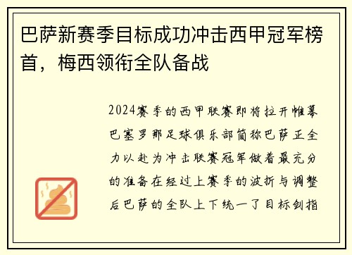 巴萨新赛季目标成功冲击西甲冠军榜首，梅西领衔全队备战